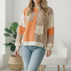 Orange Creamsicle Colorblock Pullover