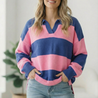 I'll Be On The Sidelines Blue and Pink Sweater