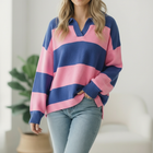 I'll Be On The Sidelines Blue and Pink Sweater