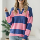 I'll Be On The Sidelines Blue and Pink Sweater