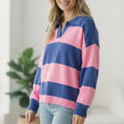 I'll Be On The Sidelines Blue and Pink Sweater