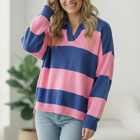 I'll Be On The Sidelines Blue and Pink Sweater