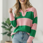 I'll Be On The Sidelines Green and Pink Sweater