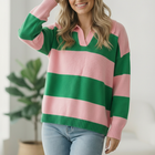 I'll Be On The Sidelines Green and Pink Sweater
