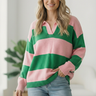 I'll Be On The Sidelines Green and Pink Sweater