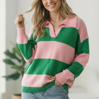 I'll Be On The Sidelines Green and Pink Sweater