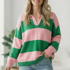 I'll Be On The Sidelines Green and Pink Sweater