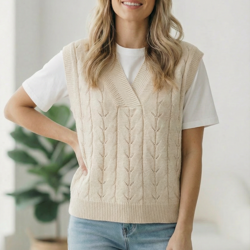 The Soft Breeze Cream Sweater Vest