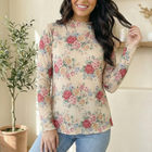 Vintage Petals Oatmeal Long Sleeve Blouse