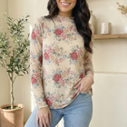 Vintage Petals Oatmeal Long Sleeve Blouse