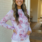 Garden Party Floral Mesh Long Sleeve Top