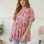 In the Pink Meadows Tiered Babydoll Top