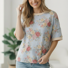 Vintage Bloom Light Blue Boyfriend Tee
