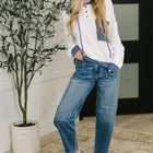 Here for Now Color Block Hoodie in Blue