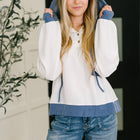 Here for Now Color Block Hoodie in Blue