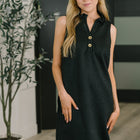 High Tide High Neck Embossed Sleeveless Dress in Black