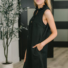 High Tide High Neck Embossed Sleeveless Dress in Black