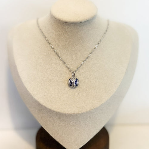 Pave Baseball Pendant - Silver