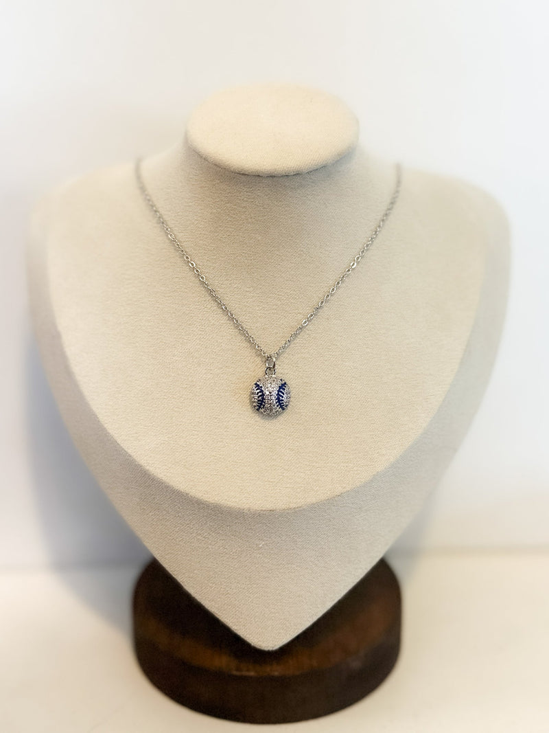 Pave Baseball Pendant - Silver