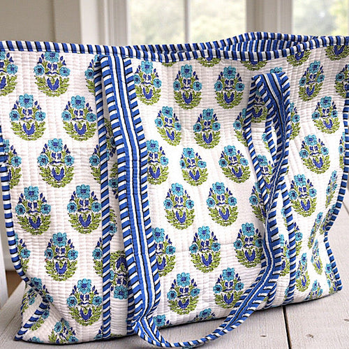 SC - Emma Blue and White Floral Tote Bag