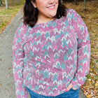 Magenta & Teal Vintage Two Tone Knit Top