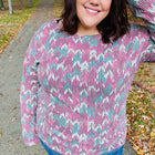 Magenta & Teal Vintage Two Tone Knit Top