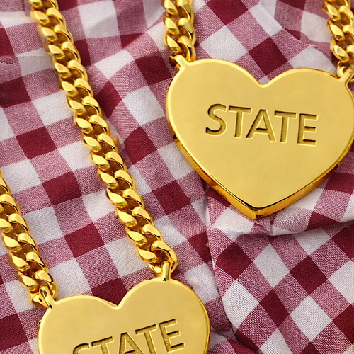 SC - State Engraved Gold Heart Necklace