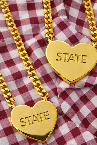 SC - State Engraved Gold Heart Necklace