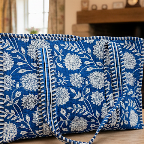 SC - Melody Blue and White Floral Tote Bag