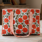 SC - ETA 8/24-9/7 Waylon Orange Floral Print Tote Bag