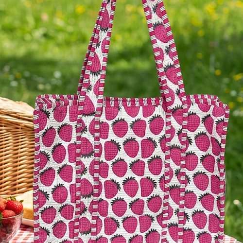 SC - Addison Strawberry Print Tote Bag