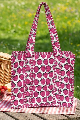 SC - Addison Strawberry Print Tote Bag