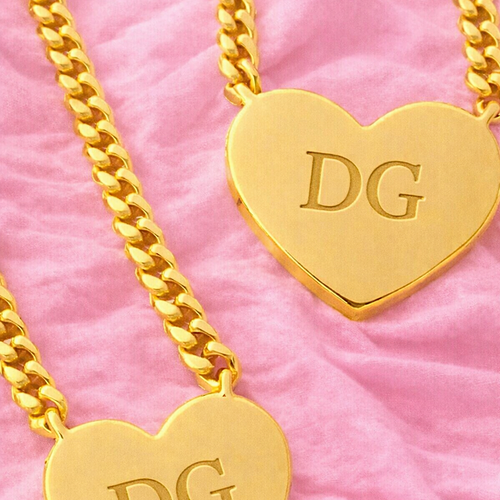 SC - Delta Gamma Engraved Gold Heart Necklace