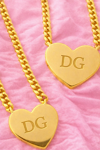 SC - Delta Gamma Engraved Gold Heart Necklace