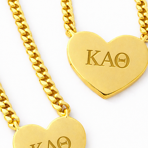 SC - Kappa Alpha Theta Engraved Gold Heart Necklace