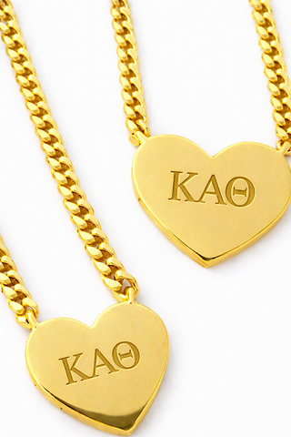 SC - Kappa Alpha Theta Engraved Gold Heart Necklace