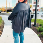 Casual Chic Charcoal V Neck Yoke Modal Knit Top
