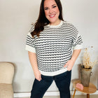 You've Got This Ivory & Black Wavy Stripe Pattern Sweater Top