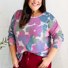 Beautiful You Magenta Floral Vintage Two Tone Knit Top