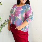 Beautiful You Magenta Floral Vintage Two Tone Knit Top