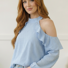 Skies of Serenity Ruffle Swiss Dot Blouse
