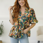 Painted Floral Jungle Blouse