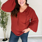 Feeling Femme Burgundy Frilled Edge V Neck Tie Top