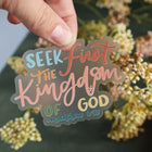 Seek First | handlettered sticker
