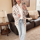 Greige & White Checkered Cardigan
