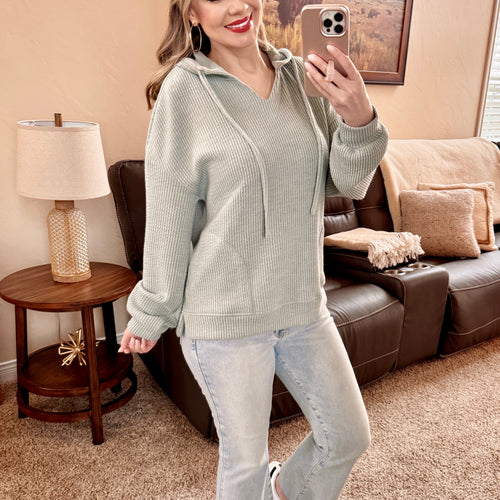 Sea Glass Sage Knit Hoodie