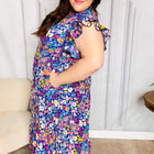 Just A Dream Navy Floral Smocked Ruffle Sleeve Maxi Dress