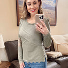 Olive Lace Detail  Long Sleeve Top