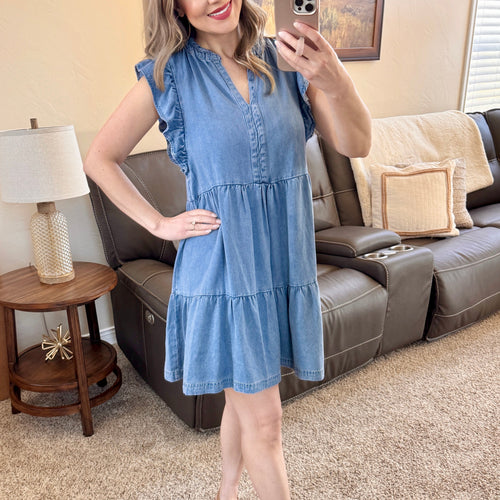 Tencel Ruffle Denim Dress