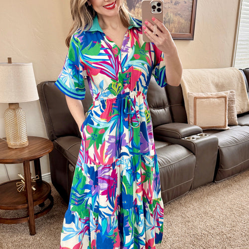 Midi Dress in Royal Mix